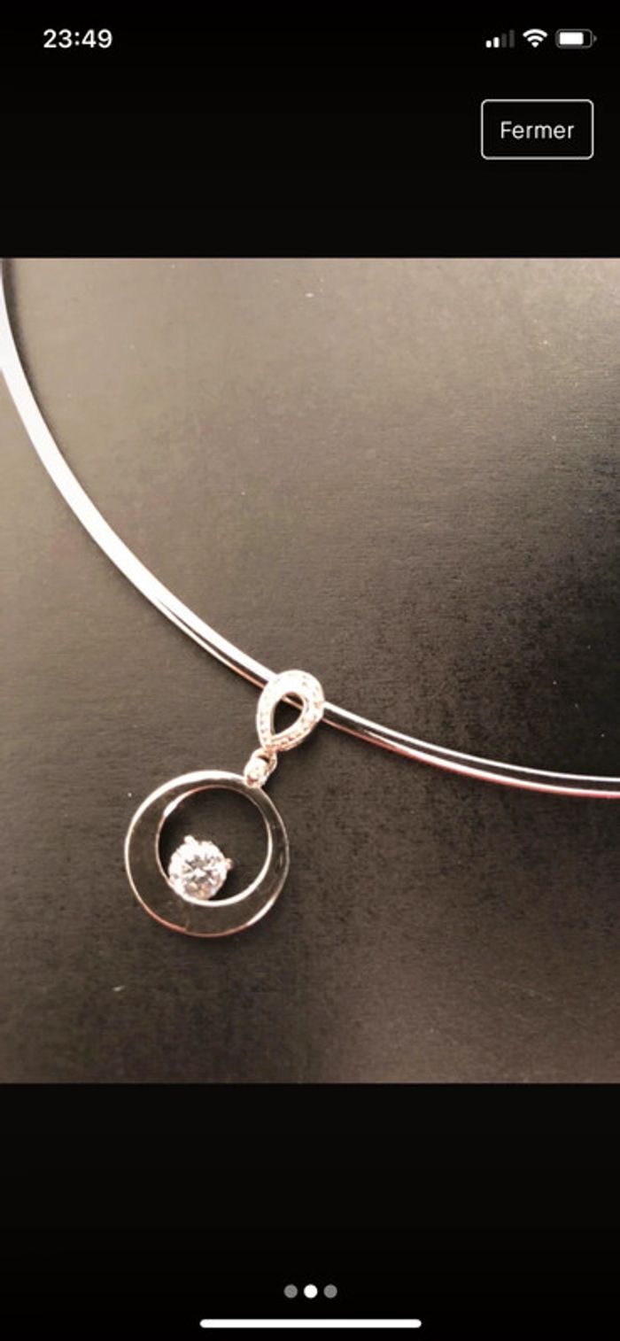 Collier tour de cou et pendentif en argent - photo numéro 2