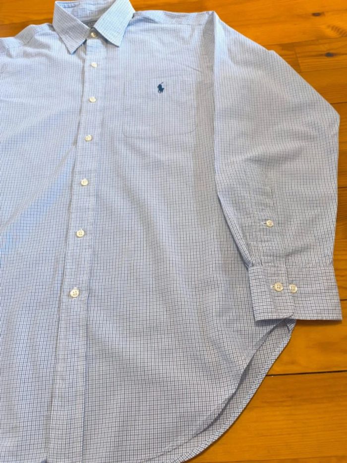 Chemise à carreaux - Ralph Lauren - Andrew - Logo brodé marine - Blanc, bleu, marine - Taille M - photo numéro 5