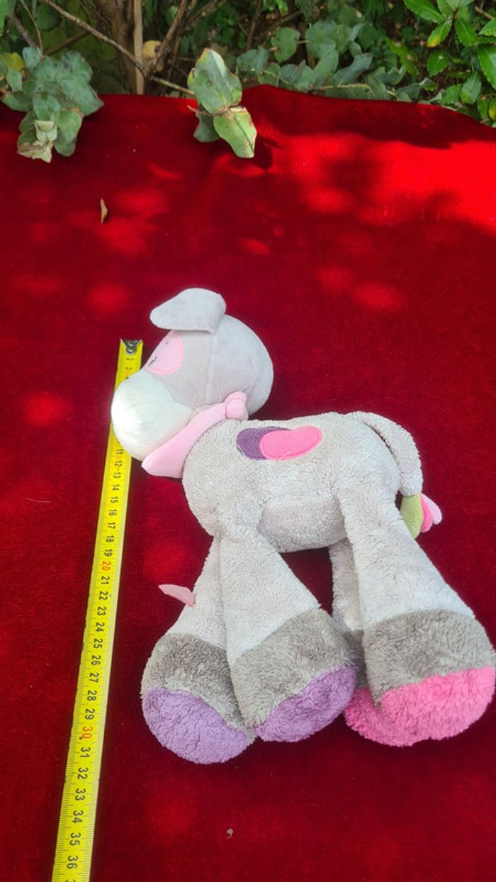 Doudou vache Nattou grise et rose avec cocard rose a l'œil - photo numéro 7