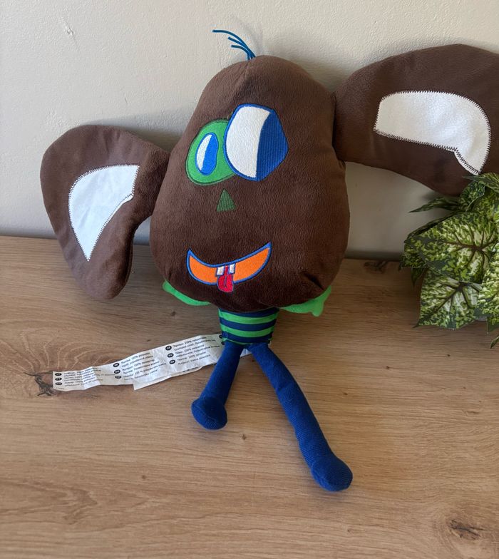 Doudou peluche chien grandes oreilles marron vert bleu ikea