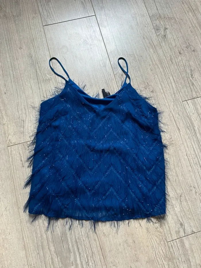 Top nuisette bleu électrique paillettes vero moda XS