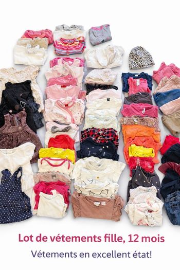 gros Lot de vêtements fille – 12 mois – Excellent éta