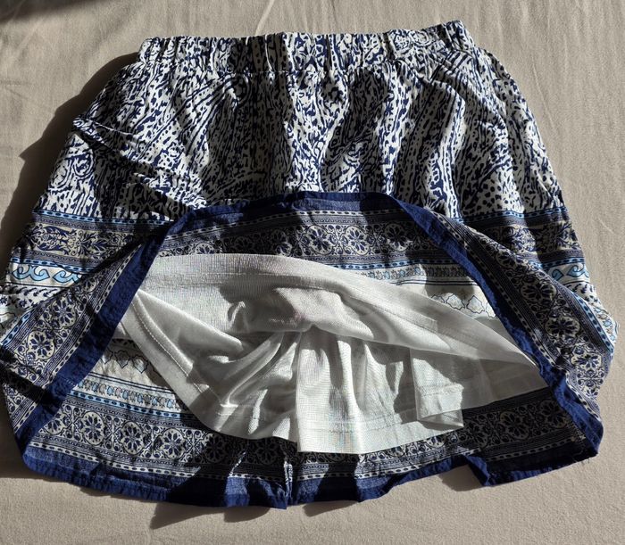 It Hippie Jupe Courte Viscose Bleue Très bon état S/M - photo numéro 3