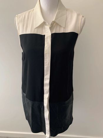 Chemisier bi matière noir et blanc Villa TM