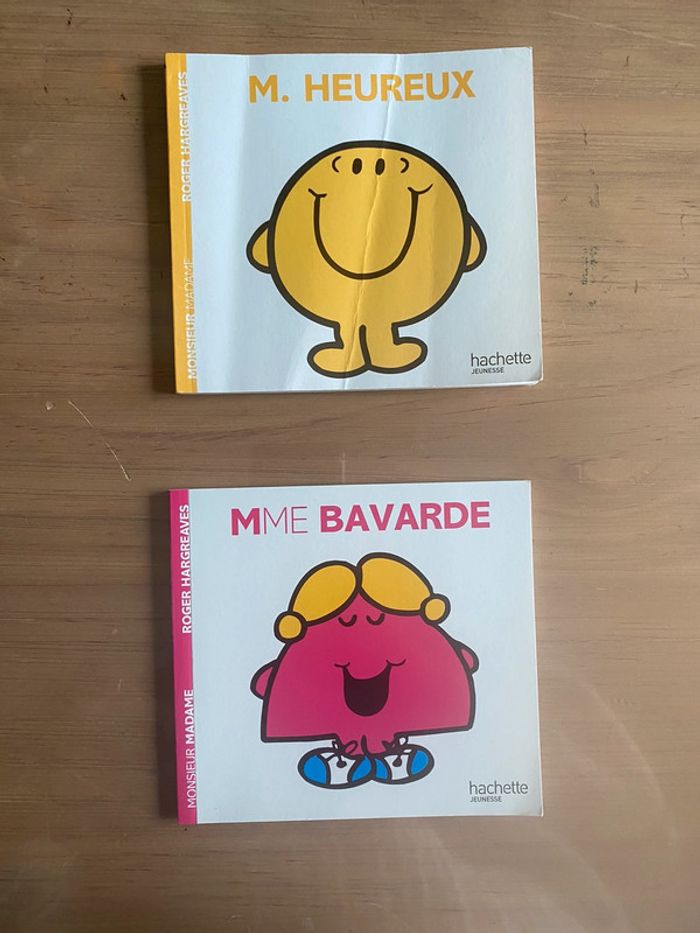 Livres Mme Bavarde et M. Heureux - Roger Hargreaves