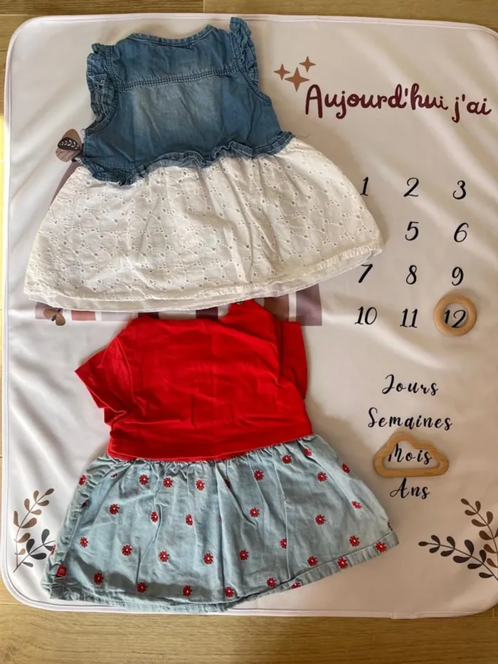 Lot de 2 robes bébé fille - 12 mois - Cadet Rousselle & Image Kids - photo numéro 2