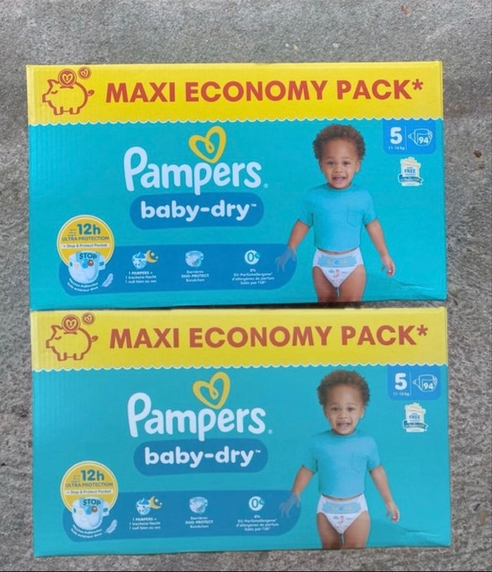 2 cartons couche Pampers taille 5