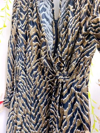Robe casual MNG – M – Imprimé Zèbre Noir Kaki – État : Excellent