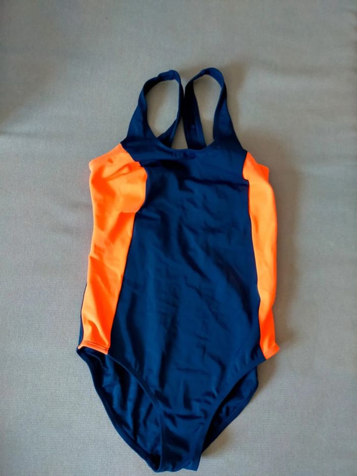 Maillot de bain 1 pièce – Bleu marine et orange fluo – Taille 36/38 – Lot disponible