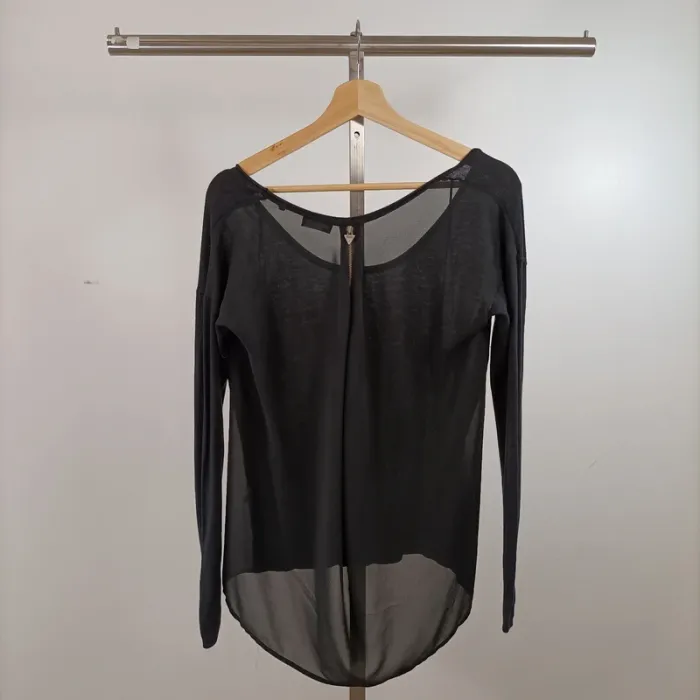 Haut noir transparent GUESS en voile léger taille XS col rond dos zippé A1500 - photo numéro 7