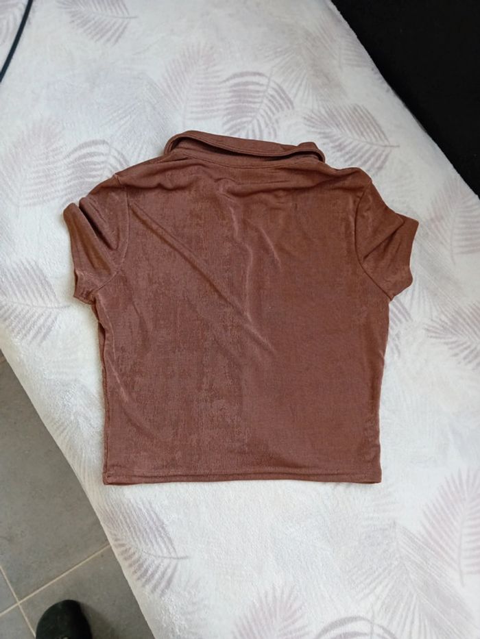 Crop Top Chemisier Marron M/38 H&M - photo numéro 4