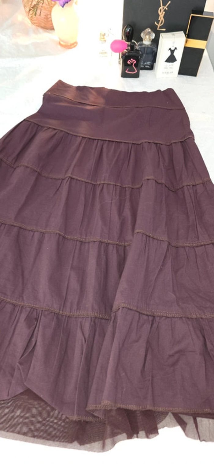 Jupe longue marron taille 1 fabriqué France. - photo numéro 4