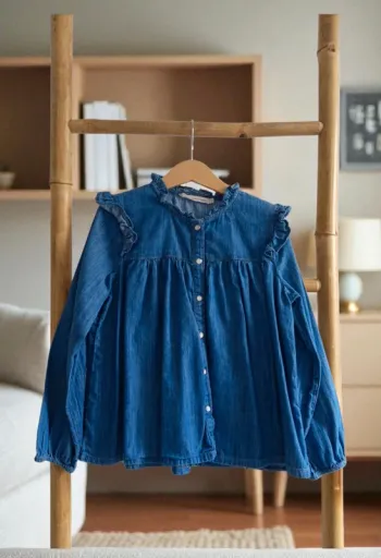 Blouse chemisier en jean boutons pression Monoprix 8 ans
