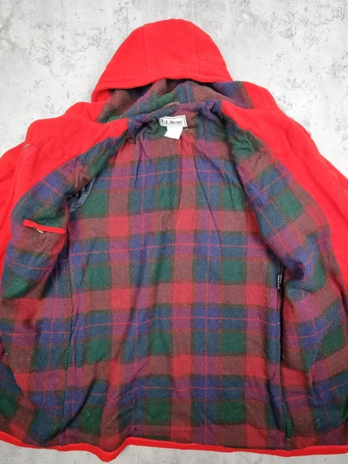 Caban rouge à capuche L.L. Bean – Taille M Femme (mesures en photos) - photo numéro 3