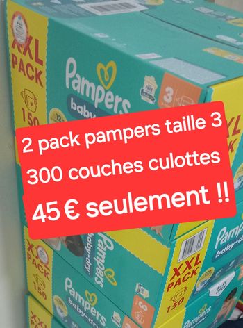 Lot de 300 couches Pampers Taille 3 – 45€ le tout