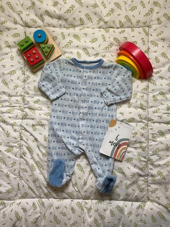 pyjama grenouillère en velours ouverture devant bleu 6 mois