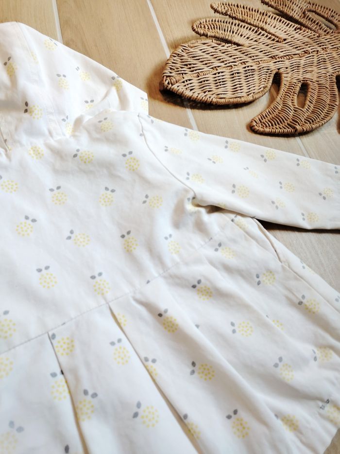 🌂 Obaibi/Orchestra - Ciré/ Parka de pluie blanc motifs fleurs jaune - Taille 18 mois - photo numéro 4