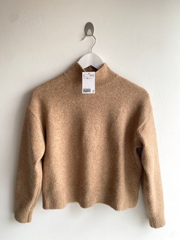 Pull col roulé en laine beige 
