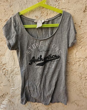 T-shirt gris moulant manche courte