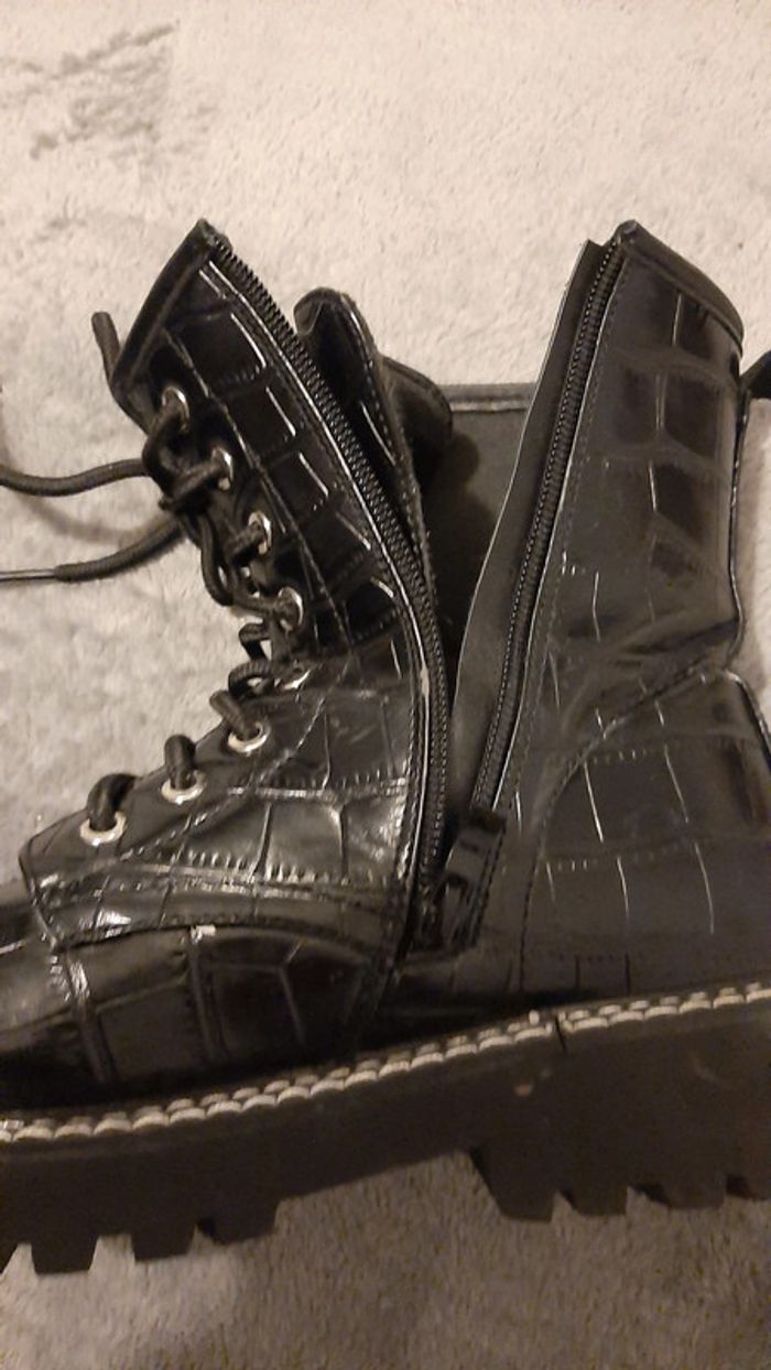 bottines à lacets effet lézard - photo numéro 3