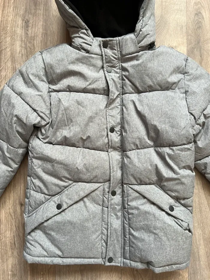 Beau blouson doudoune gris à capuche taille 12 ans Kiabi - photo numéro 2