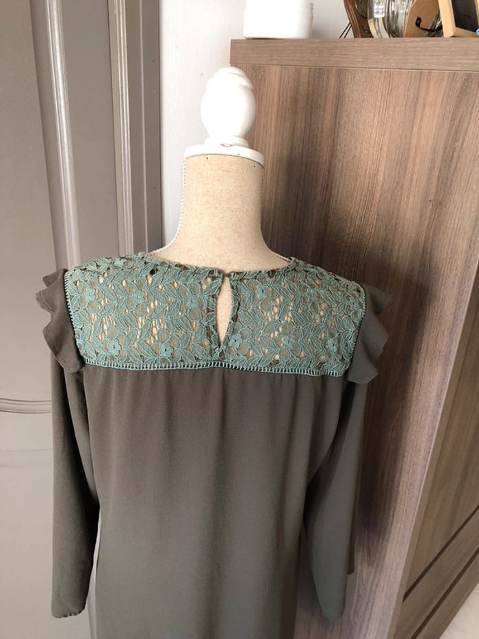 Robe été taille 40 vert et dentelles impeccable - photo numéro 5