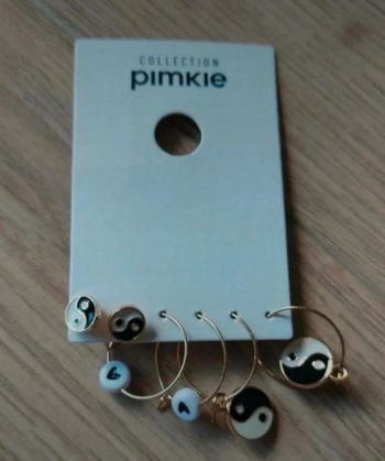 Lot de 3 Paires de Boucles d'Oreilles Blanche et Noire - Pmkie Ying & Yang et coeurs