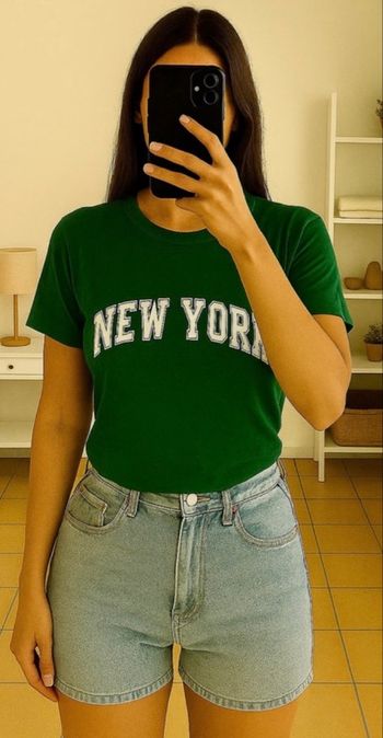 T-shirt vert et blanc écrit New York  s primark