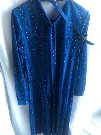 #robe #vintage #plisse #bleu #vert #imprime léopard #taille 44
