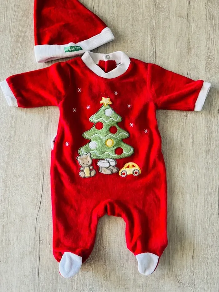 Pyjama et bonnet bébé mixte noël pommette - photo numéro 3