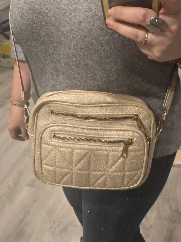 Sac à bandoulière réglable multi-poches doré - photo numéro 8