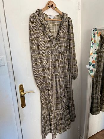 Robe col V babydoll longue à carreaux verts ASOS Taille M