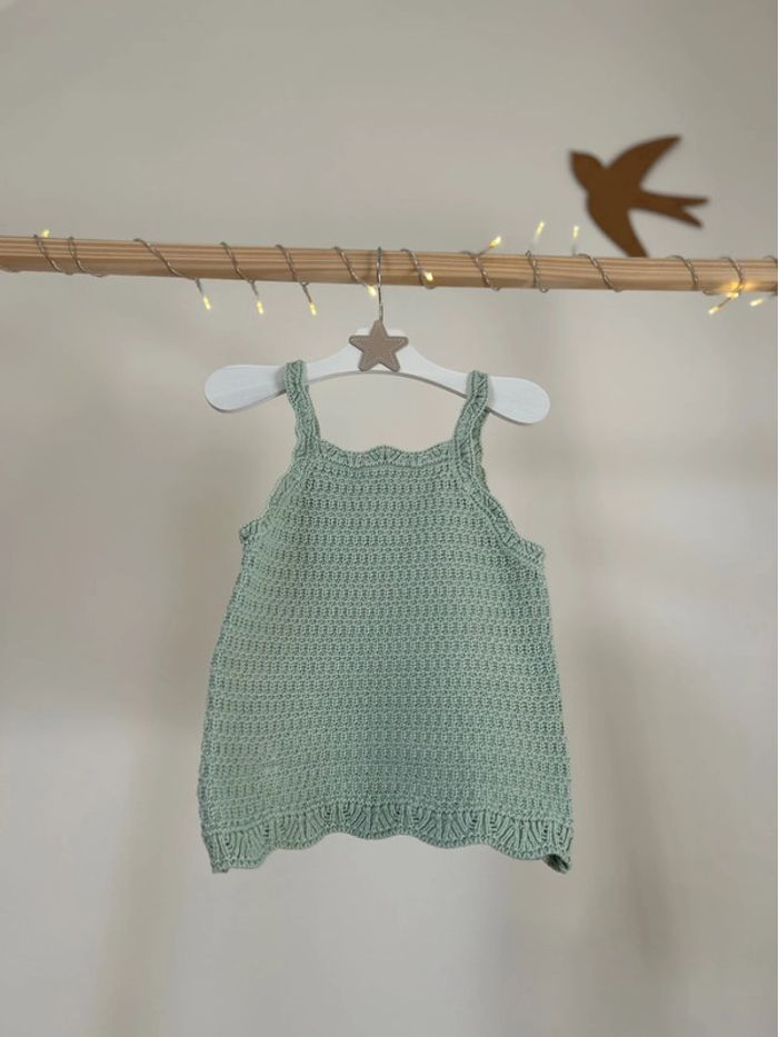 Ensemble haut et short vert tricot taille 24 mois tape à l’œil - photo numéro 2