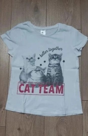 Tee-shirt Mc blanc "cat team" 134/140 cm en très bon état