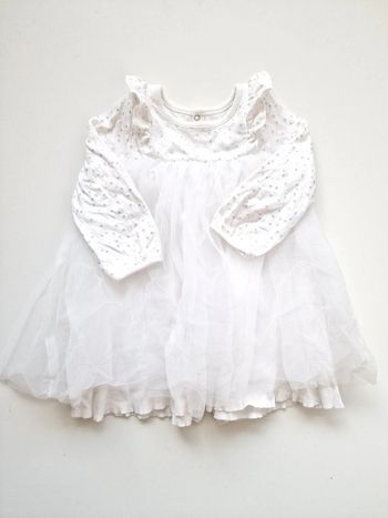 Petit Bateau - Robe avec tulle, manches longues, col rond (18 mois)