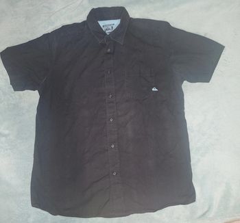 Chemisette Noir - Logo Brodé Turquoise - Y2K - Coton 👔 Quiksilver - Taille XL