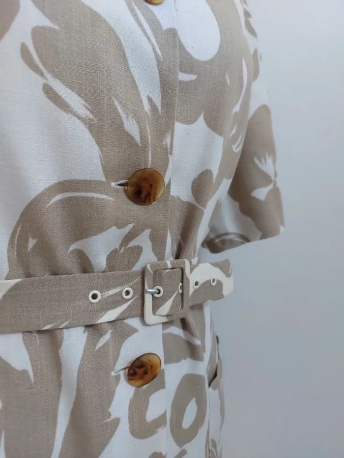 Veste chemise avec ceinture en lin à motifs 40 - photo numéro 5