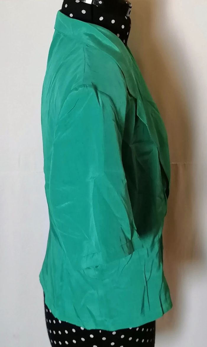 Chemisette vintage vert satin taille 46 Gérard Darel - photo numéro 4