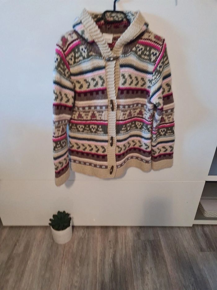 Pull gilet laine à capuche vintage - photo numéro 2