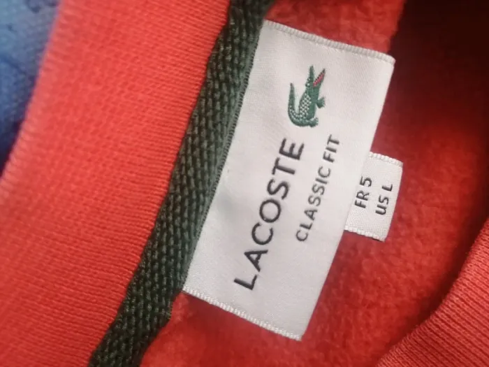 Pull Lacoste coloris pêche taille 5 L - photo numéro 2