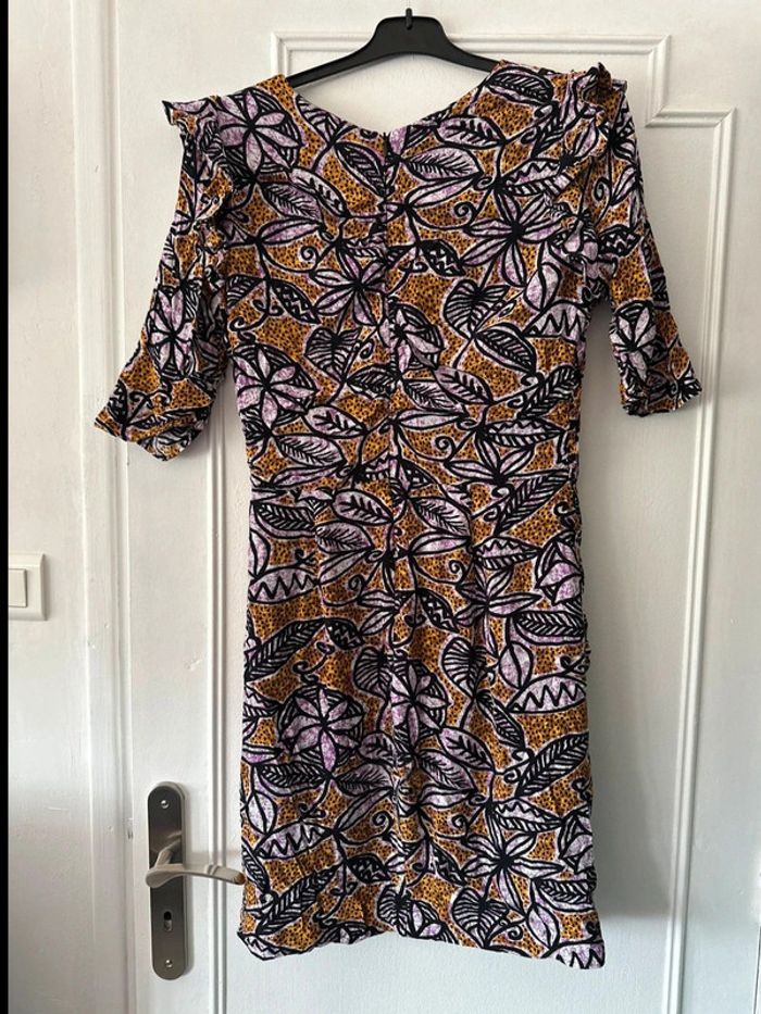 Robe manches courtes froncée imprimés colorés taille L ZARA - photo numéro 5