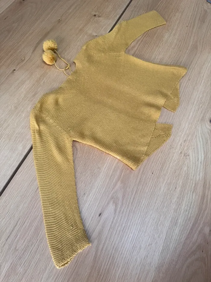 Gilet jaune moutarde avec deux pompons - Taille 2/3 Ans - photo numéro 9