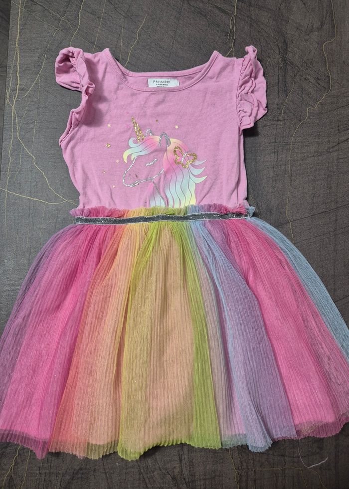 Robe 4 ans licorne avec tulle multicolore été printemps