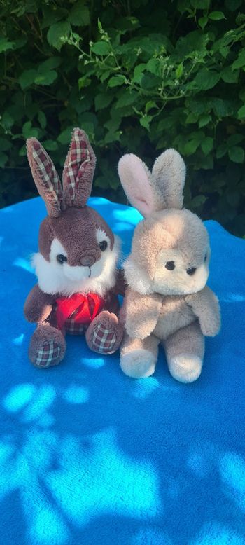 Doudou Peluche vintage Couple de lapin de Pâques 25/30 cm