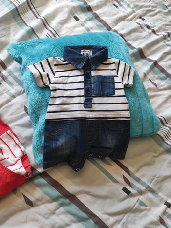 Combinaison short barboteuse marinière