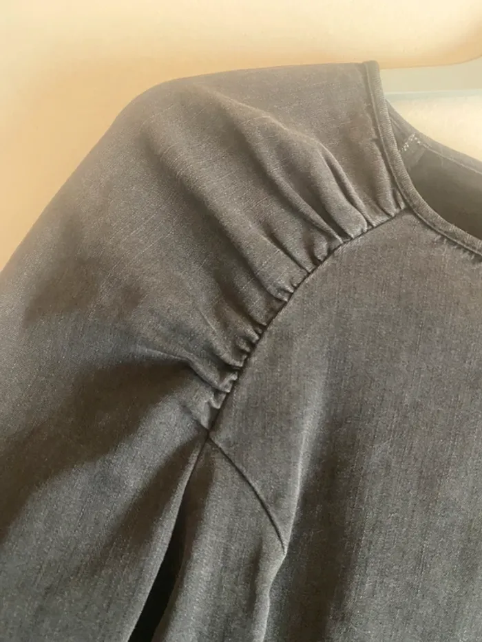 Robe en jean noire grise à fermeture - photo numéro 2