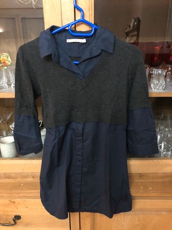 Pull/chemisier gris et bleu Kookaï