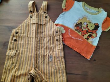 Lot de 2 ensembles salopette short et t.shirt 6 mois