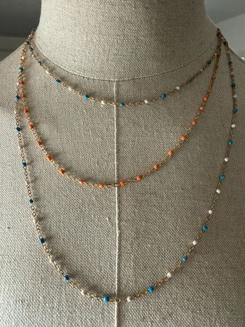 Collier 3 rangs gigi dore orange bleu