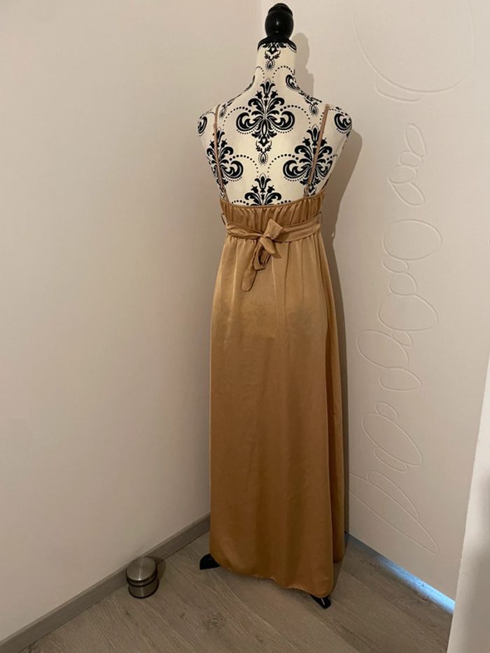 Magnifique robe de cérémonie satinée, couleur champagne - Taille 38 - photo numéro 6